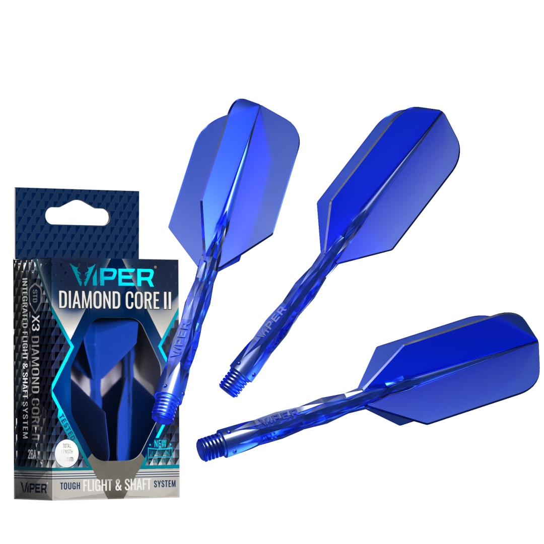 Viper Diamond Core II Integrated Dart Flight & Shaft System - Medium Shaft, Slim Flight - Blue