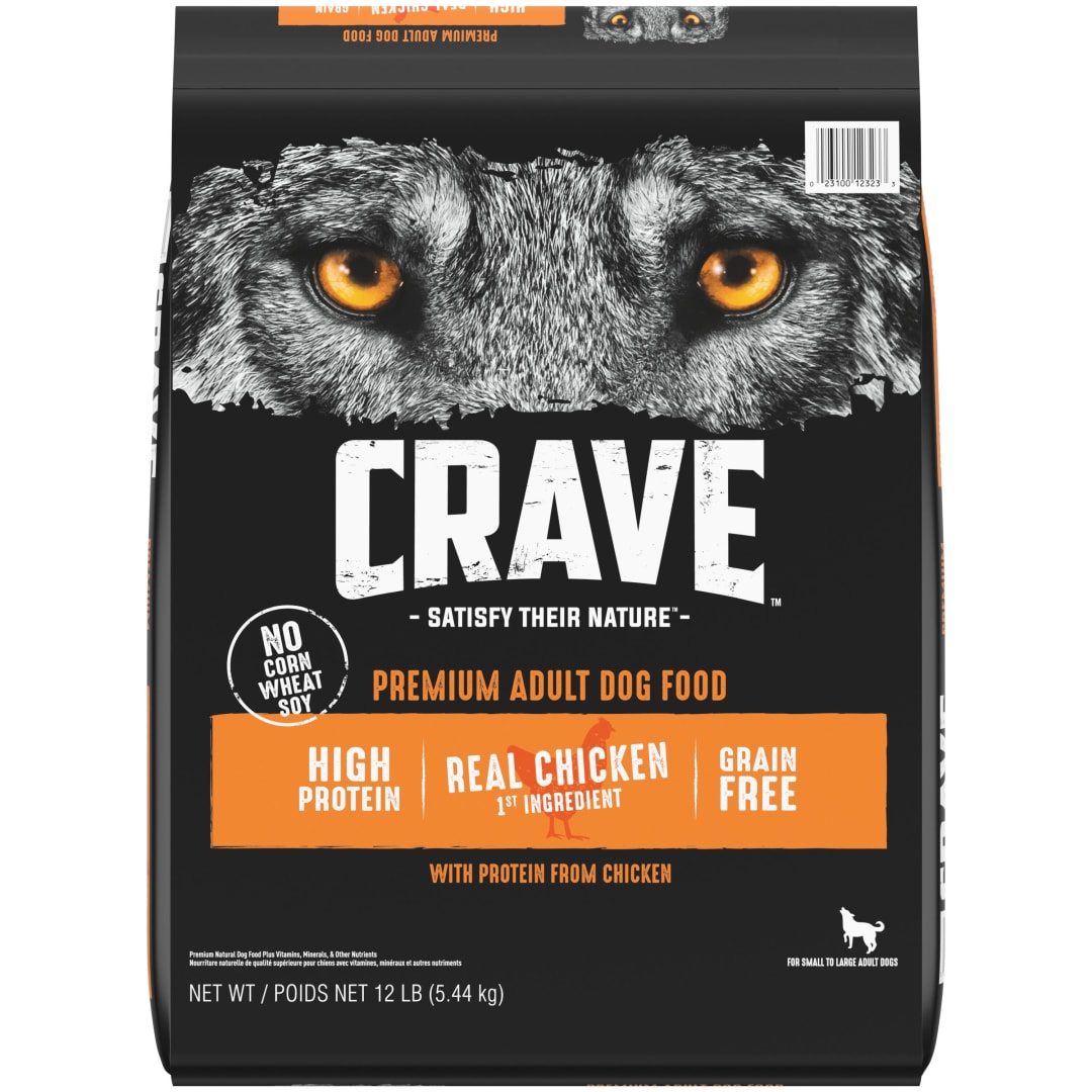 CRAVE Grain Free Adult Dry Dog Food with Protein from Chicken, 12 lb. Bag