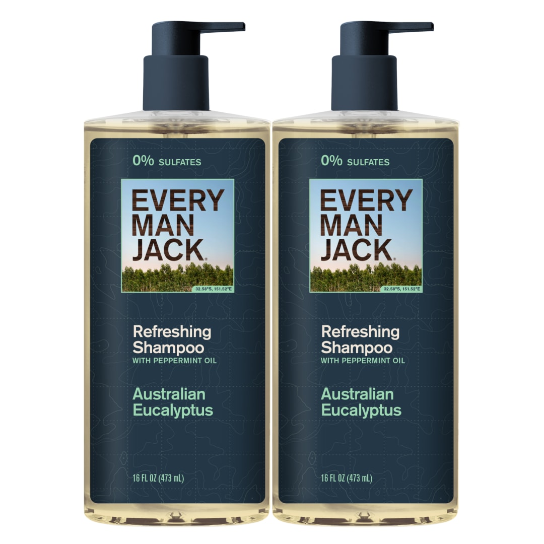 Every Man Jack Men's Shampoo - Australian Eucalyptus - Made w/Plant Powered Refreshing Ingredients like Peppermint & Jojoba Oil - 16 fl oz (2 Pack)