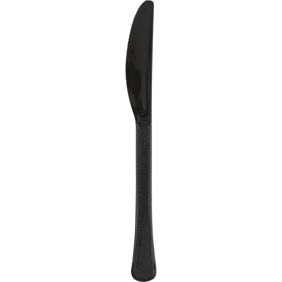 Midnight Black Solid Premium Plastic Knives, 50ct