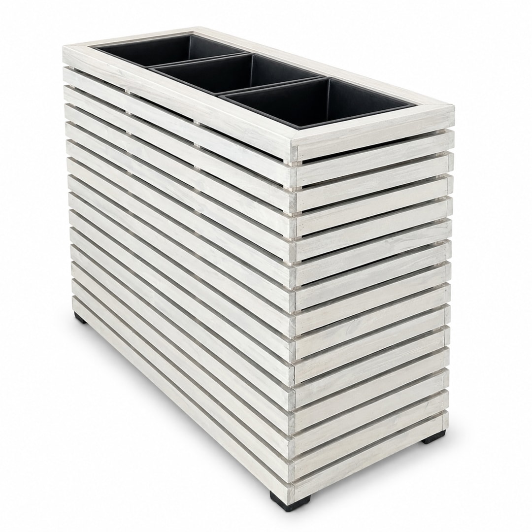 Modern Indoor/Outdoor 31.89 in. White Acacia Wood Raised Planter Box