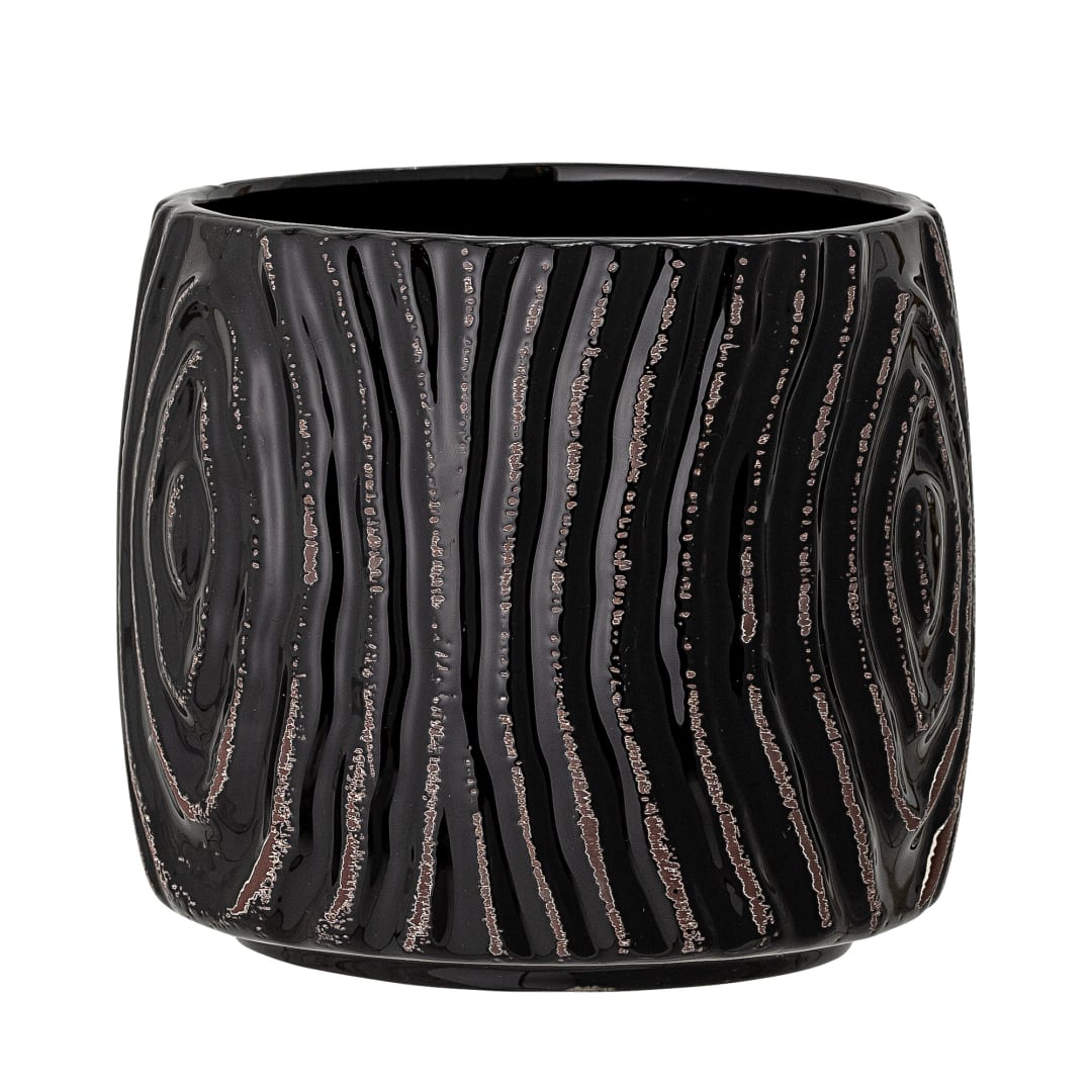 82050072 - Hena Flowerpot, Black, Stoneware STOCK: 28