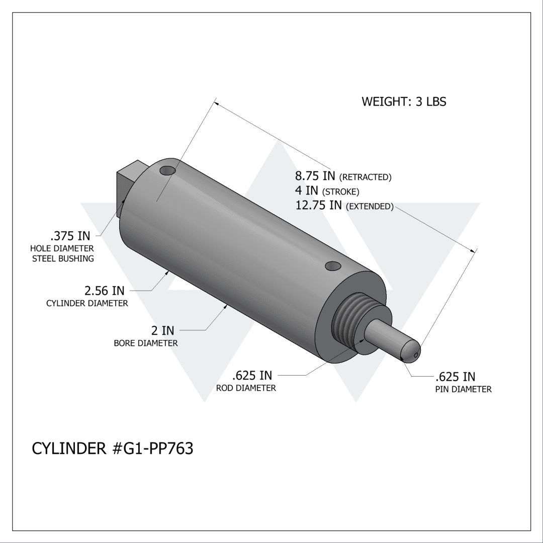 Wastebuilt® Replacement for Galfab Hooker Air Cylinder (2" X 0.625" X 4")