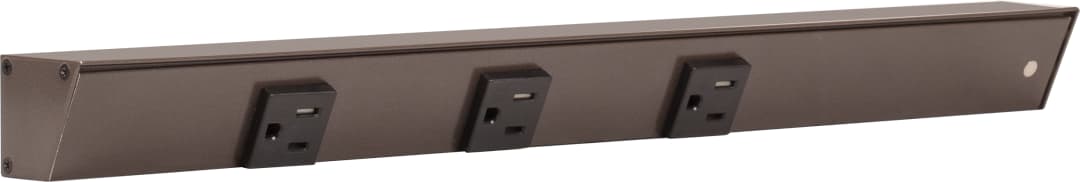 18" Bronze APT Angle Power Strip, black receptacles, right wire entry