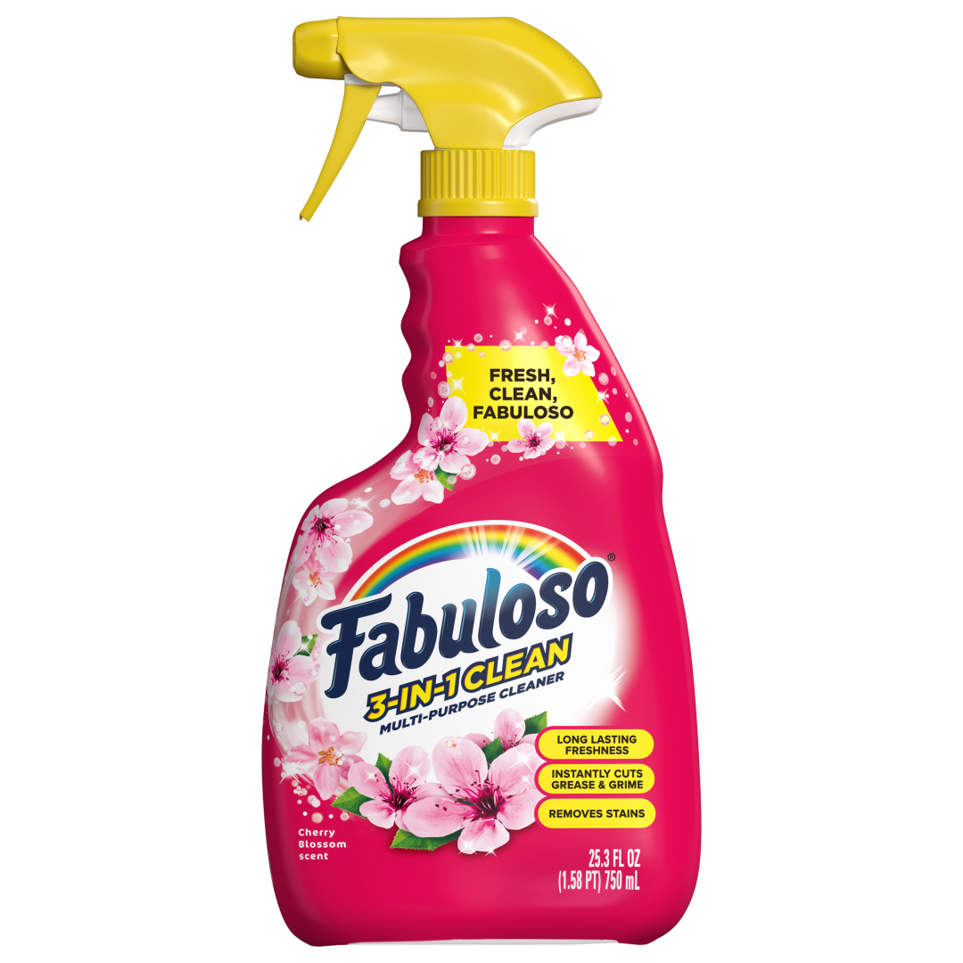 Fabuloso 3-in-1 Clean Spray, Multi-Purpose Cleaner & Degreaser, Cherry Blossom Scent, 25.3 fl oz Spray Bottle