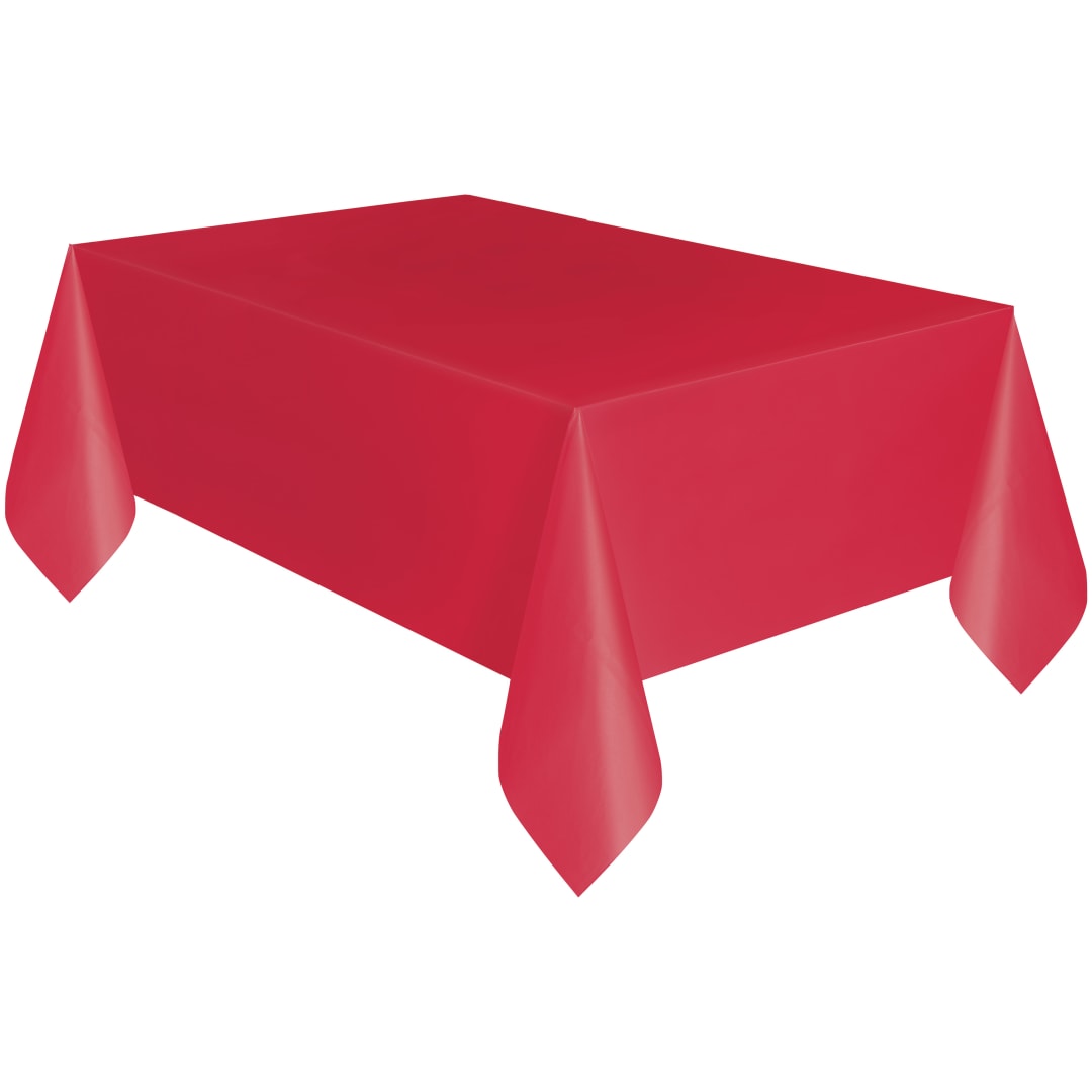 Ruby Red Solid Rectangular Plastic Table Cover, 54" x 108"