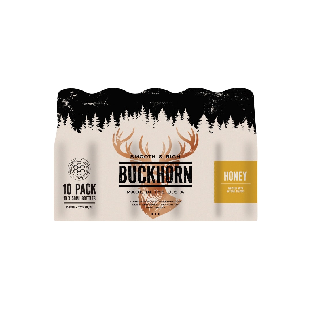 Buckhorn Honey Whiskey 10 Pack 50ml 65 Proof