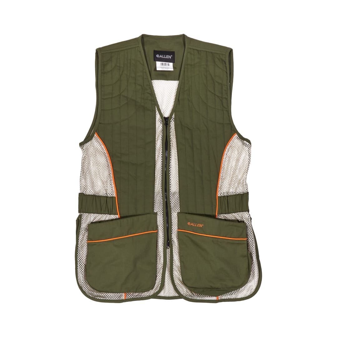 Allen Company Ace Shooting Range Vest with Moveable Shoulder Pad, Unisex, Medium/Large, Olive/Tan