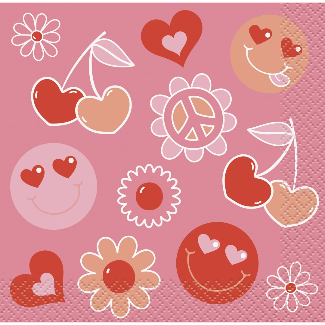 Retro Love Beverage Napkins, 16ct