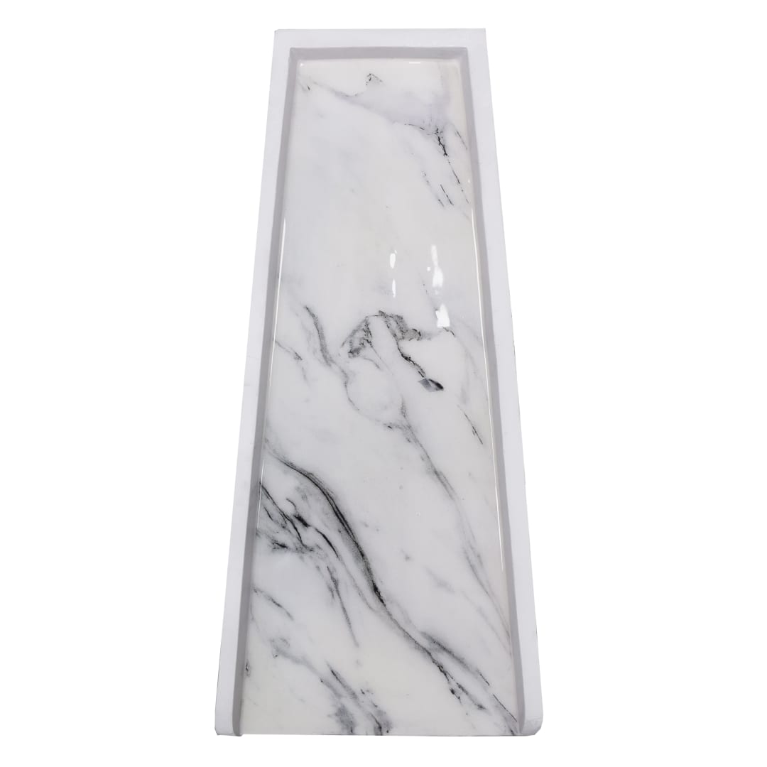 White Faux Marble Cast Aluminum Downspout Gutter 24 in. Splash Block