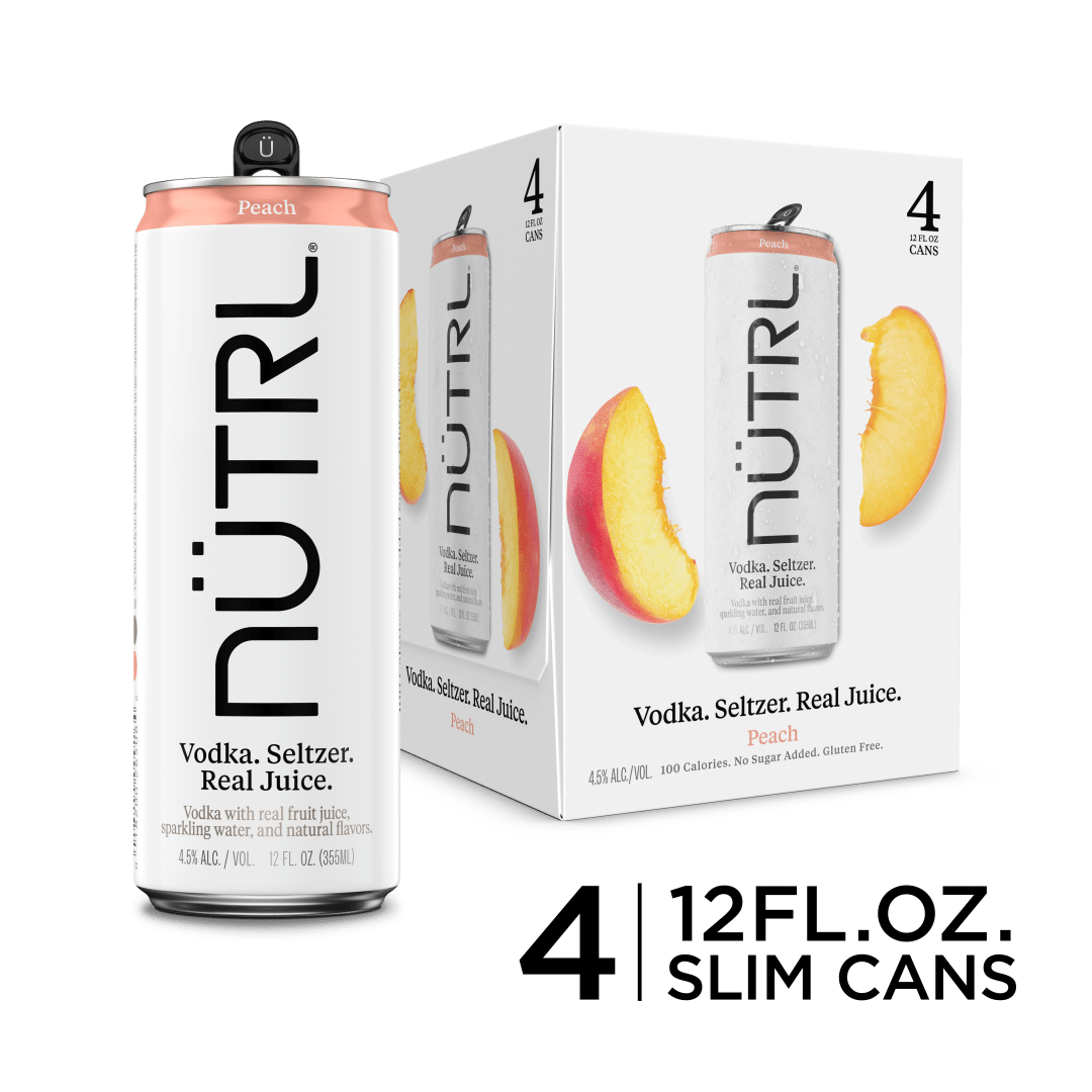 Nutrl Peach Vodka Seltzer 4 Pack 12 fl oz Cans