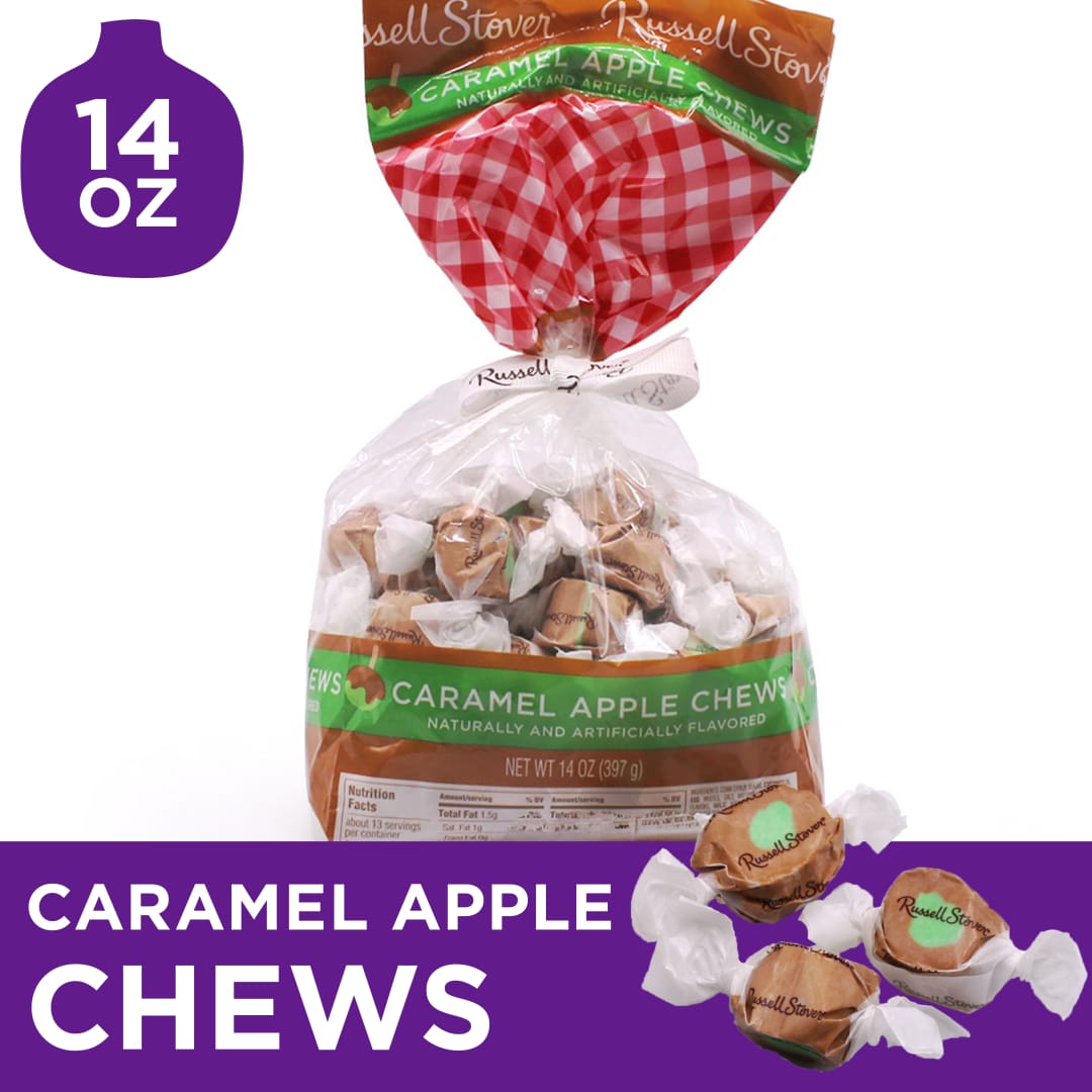 RUSSELL STOVER Halloween Caramel Apple Salt Water Taffy Candy, 14 oz. Bag