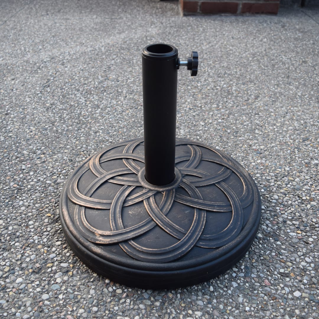 Antique Bronze 33 lb Round Plastic and Concrete Patio Umbrella Stand Base