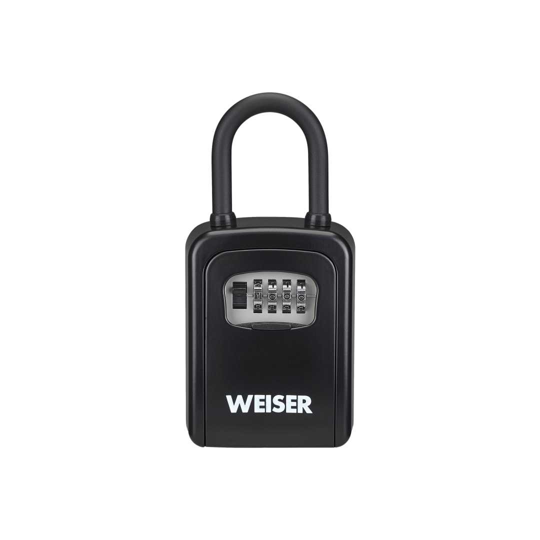 Weiser Portable Key Storage Lock Box, Resettable 4-Digit Combination, 3-1/2 in, 1 Pack, Black