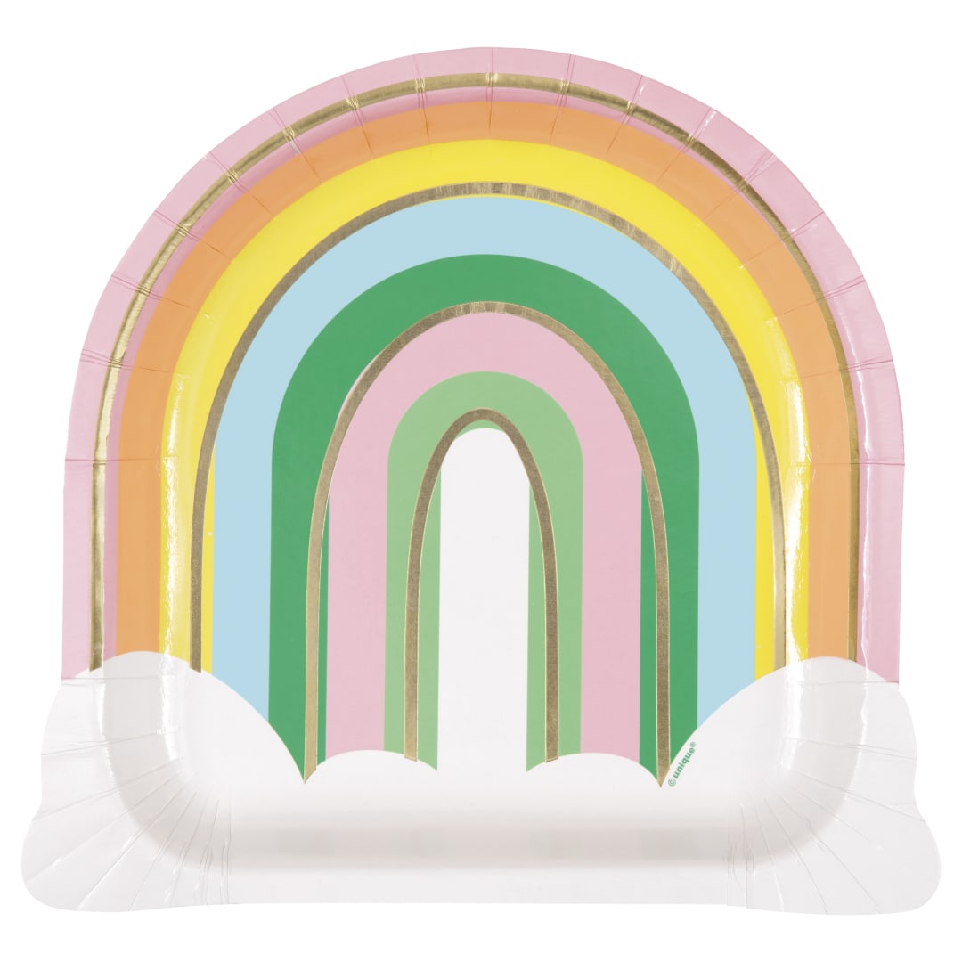 St. Patty's Day Rainbow Shaped 8.75" Plates, 8ct - Foil Stamping