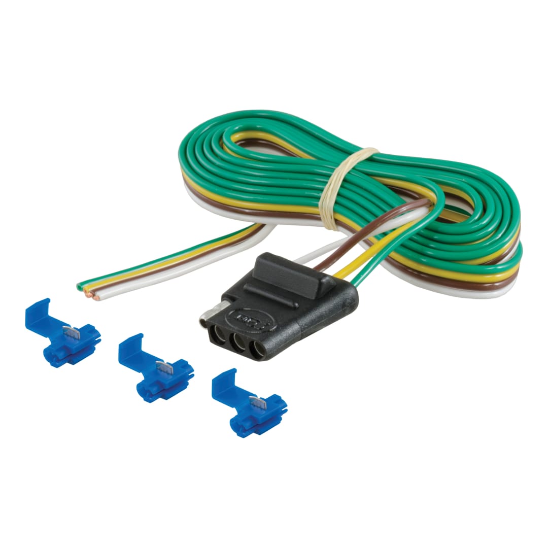 CURT 4-Way Flat Connector Socket with 60" Wires & Hardware (Vehicle Side, Packaged) #58044