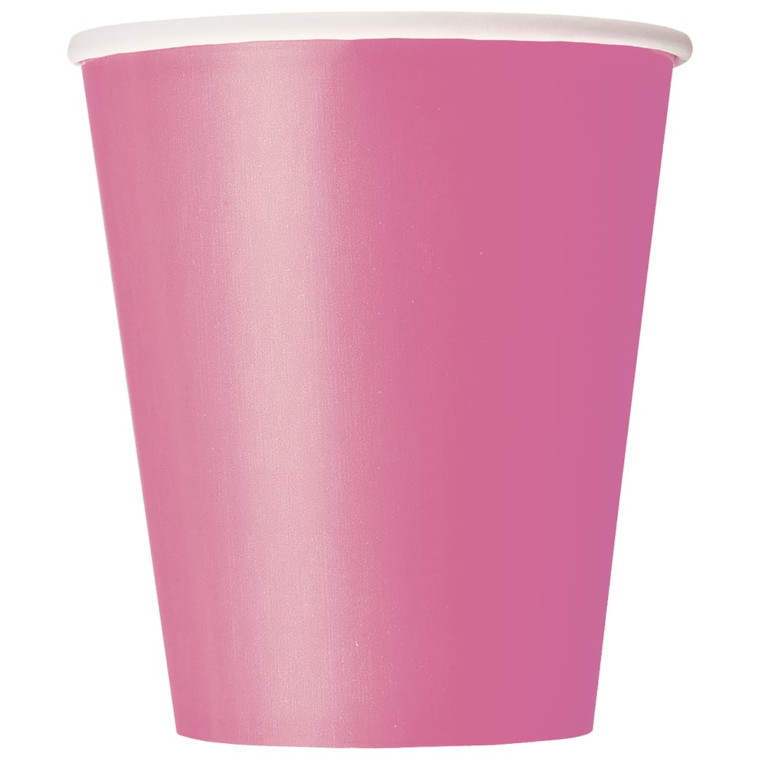 Hot Pink Solid 9oz Paper Cups, 8ct