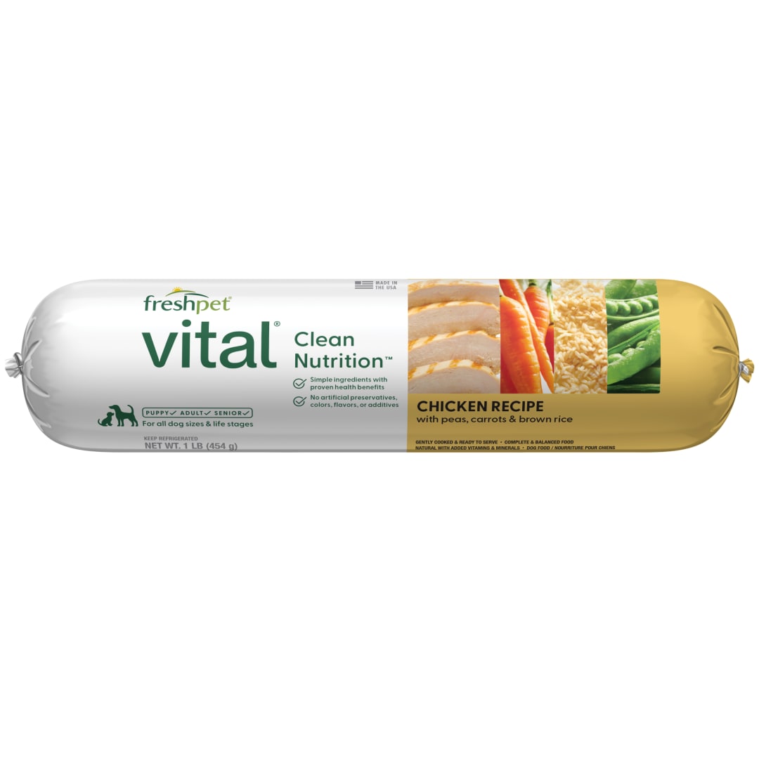 Freshpet Vital, Fresh Dog Food, Chicken Recipe with Peas, Carrots, & Brown Rice Roll, 1 lb.