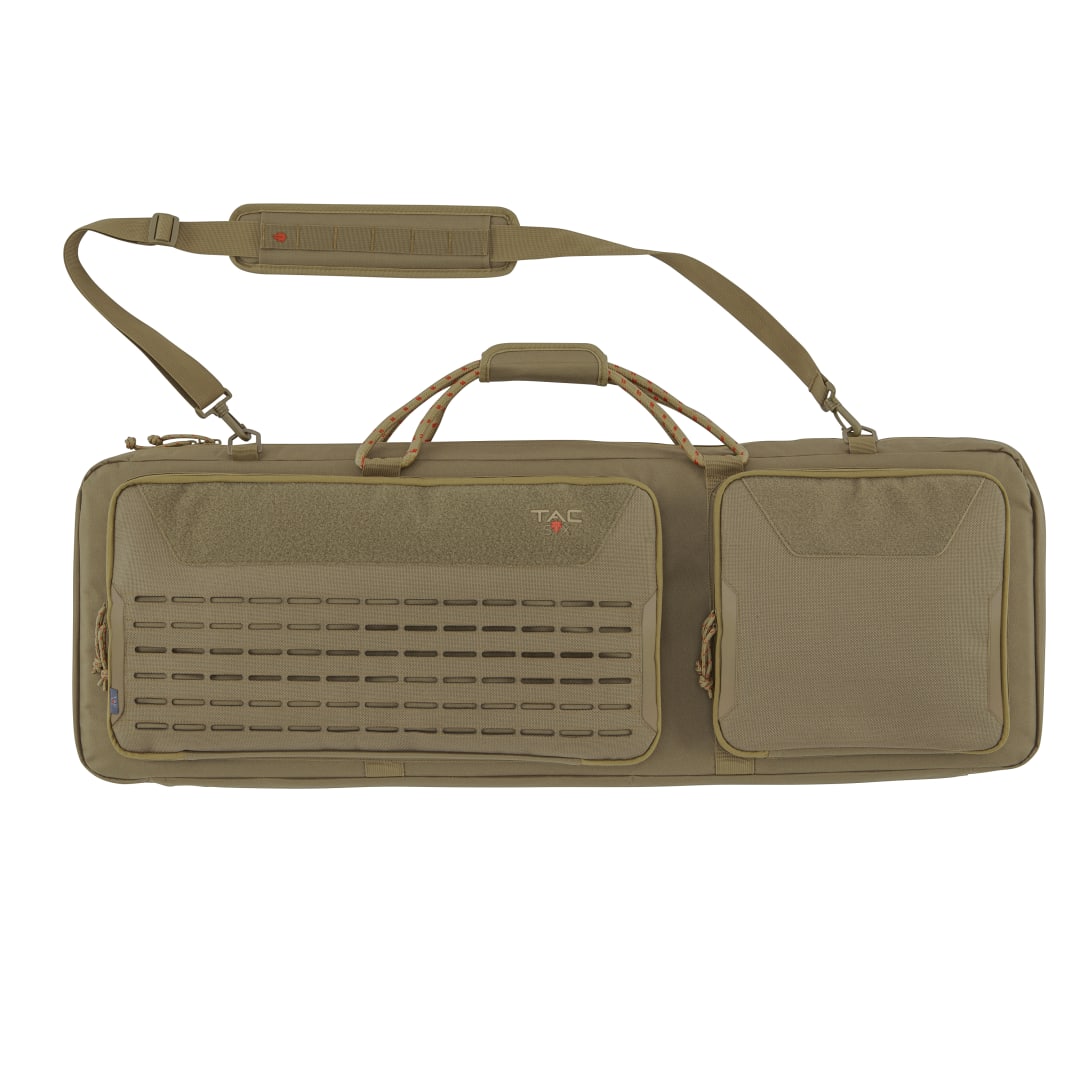 Tac-Six™ Lockable Squad 38" Tactical Gun Case, Laser Cut Molle Front, Coyote