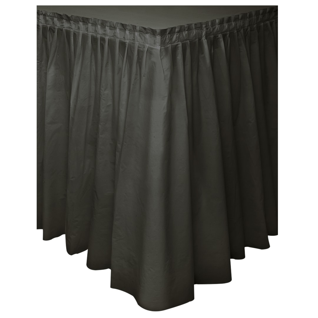 Midnight Black Solid Plastic Table Skirt, 29" x 21 ft