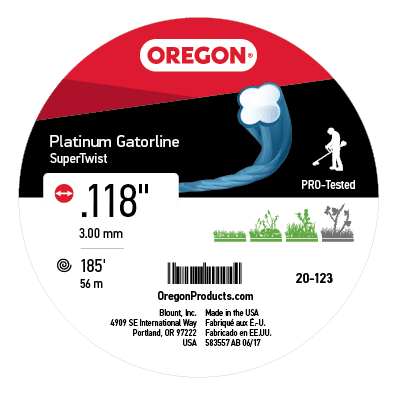 Oregon Platinum Gatorline Round Trimmer Line, .118 inch by 185 Foot