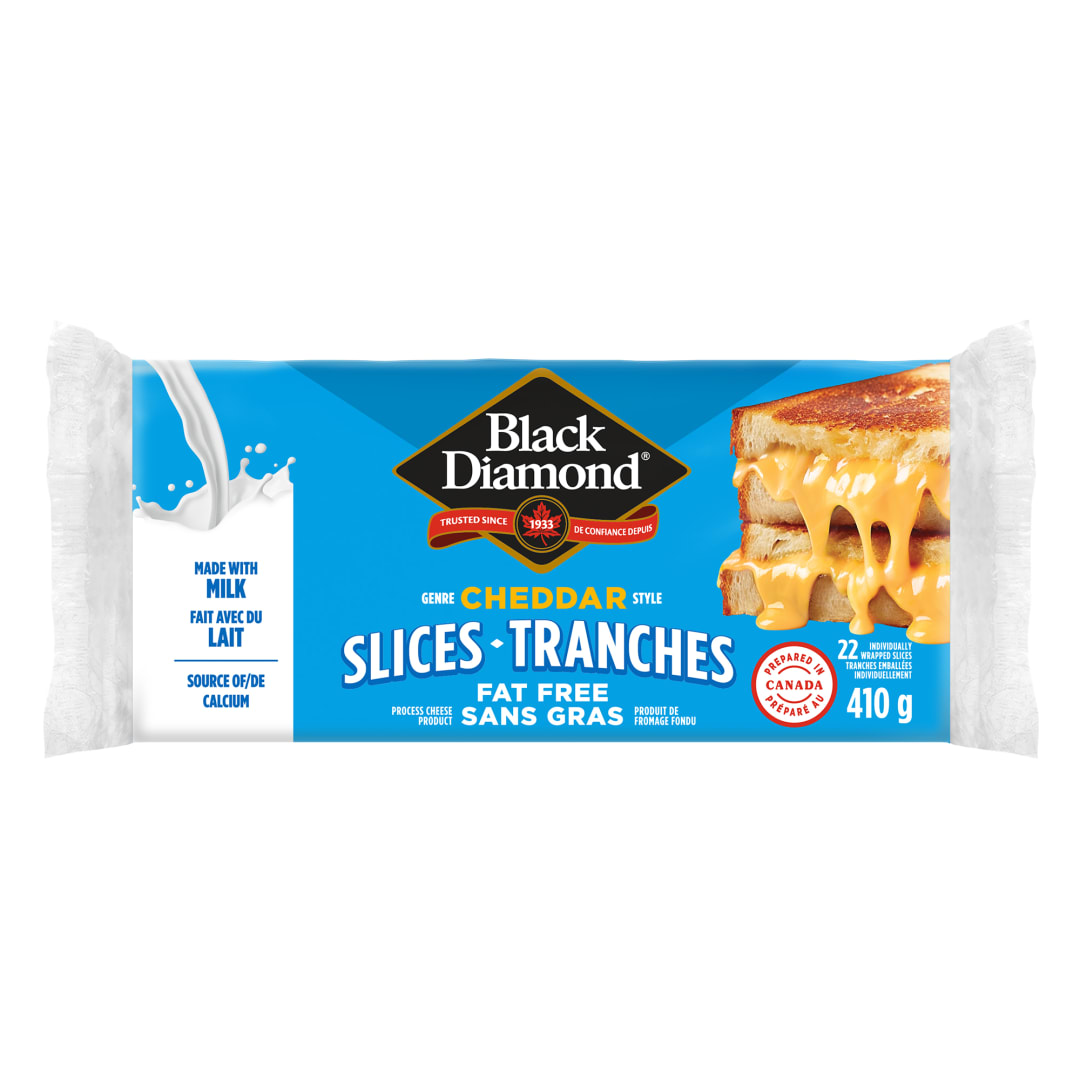 Black Diamond Fat Free Cheddar Cheese Slices, 410g