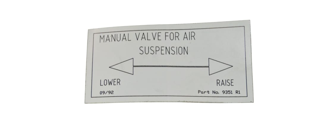 Galbreath™ Decal, "Manual Valve Air Suspension"