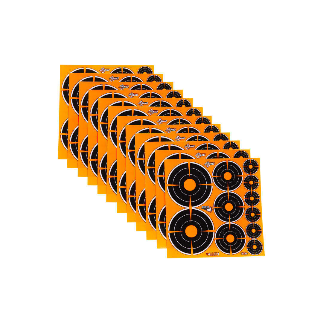 EZ Aim® Adhesive Splash Reactive Bullseye Paper Shooting Targets, Variety Pack, 12-Sheets, Black/Orange