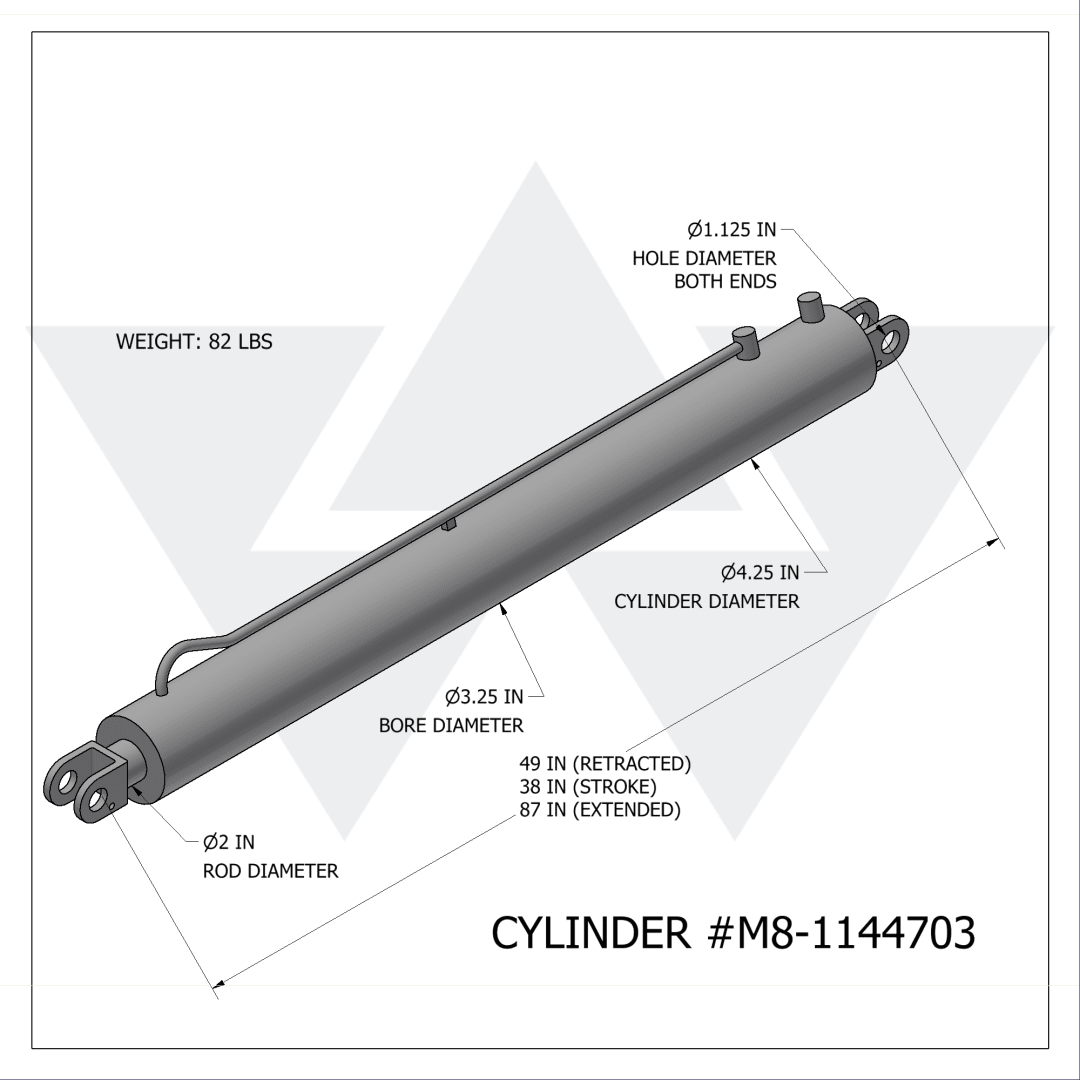 Wastebuilt® Replacement for McNeilus Cylinder,3.25X2.00X38.00,Tailgate,ATL
