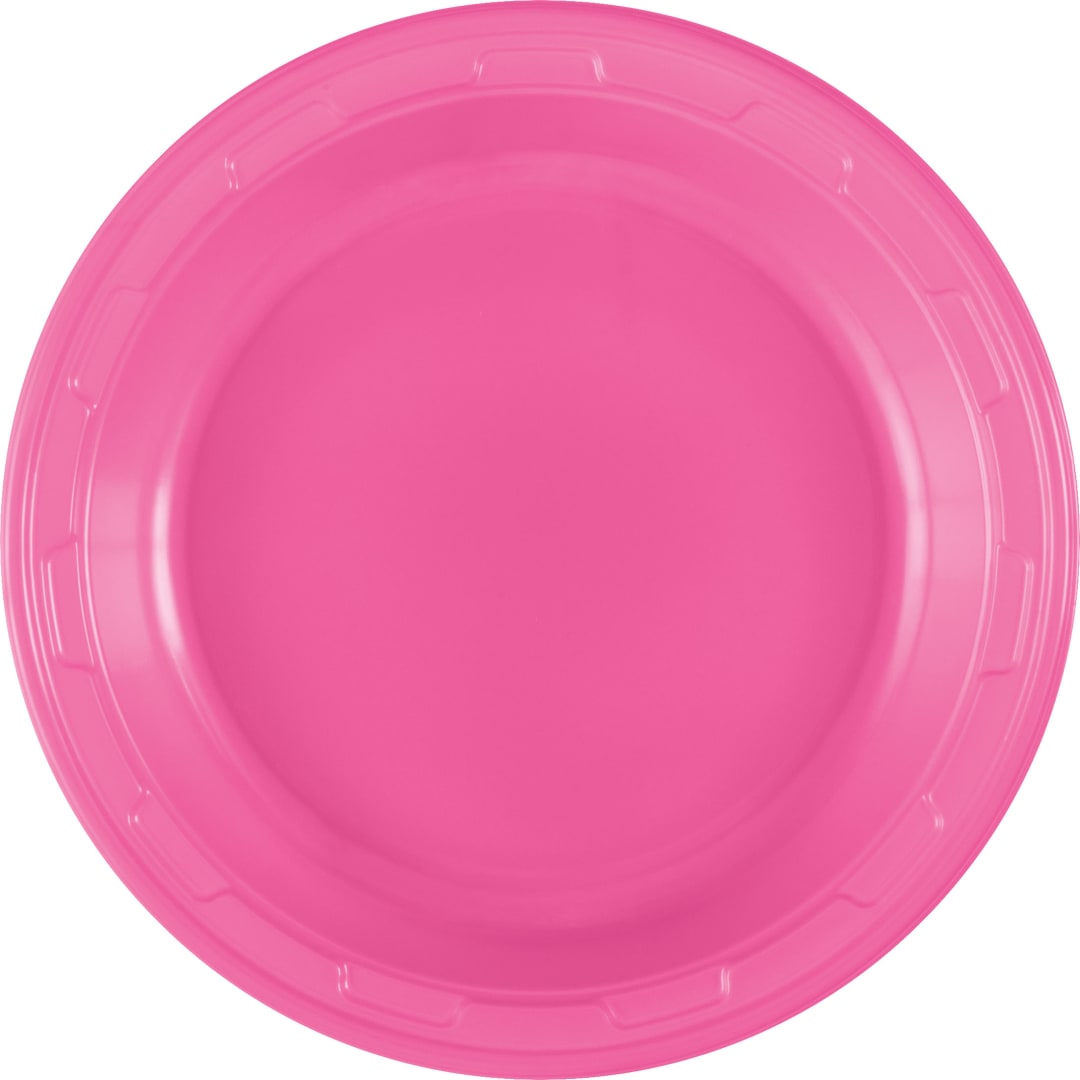 Hot Pink Solid Round 7" Plastic Dessert Plates, 50ct