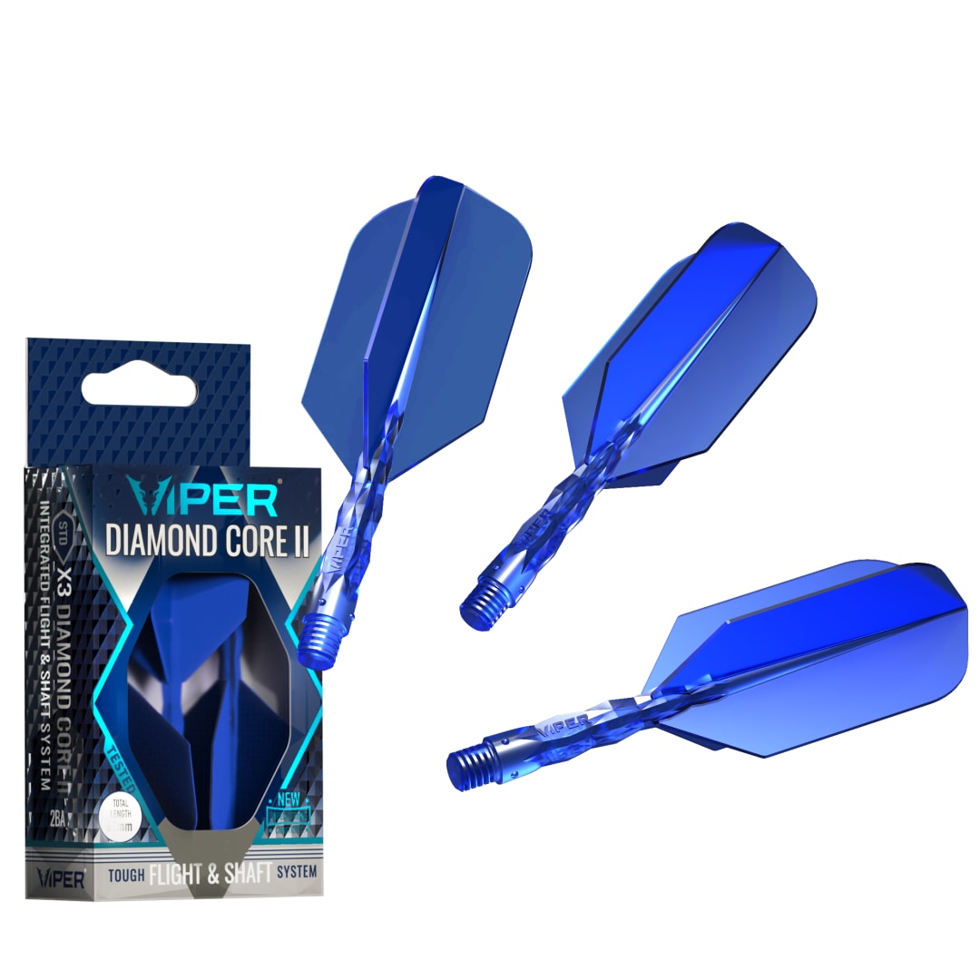 Viper Diamond Core II Integrated Dart Flight & Shaft System - Short Shaft, Slim Flight - Blue