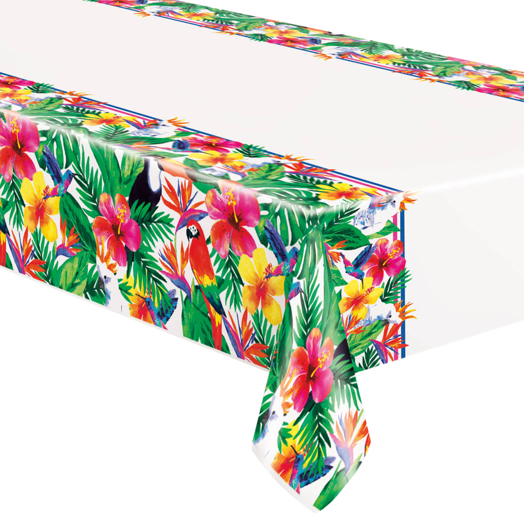 Palm Tropical Luau Rectangular Plastic Table Cover, 54" x 84"