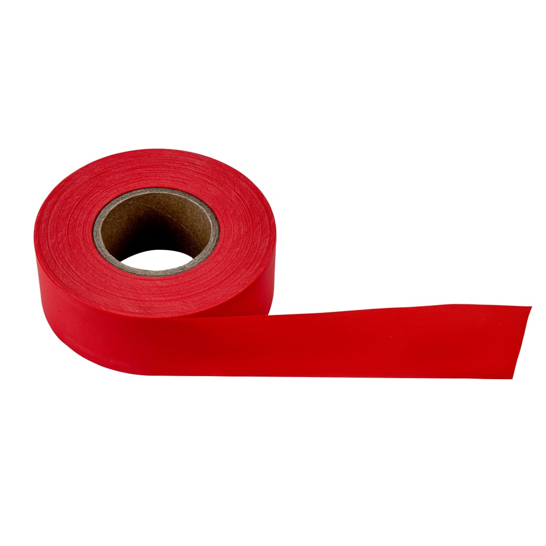 Flag Tape-150'x1-3/16"x4Mil Red Fluorescent