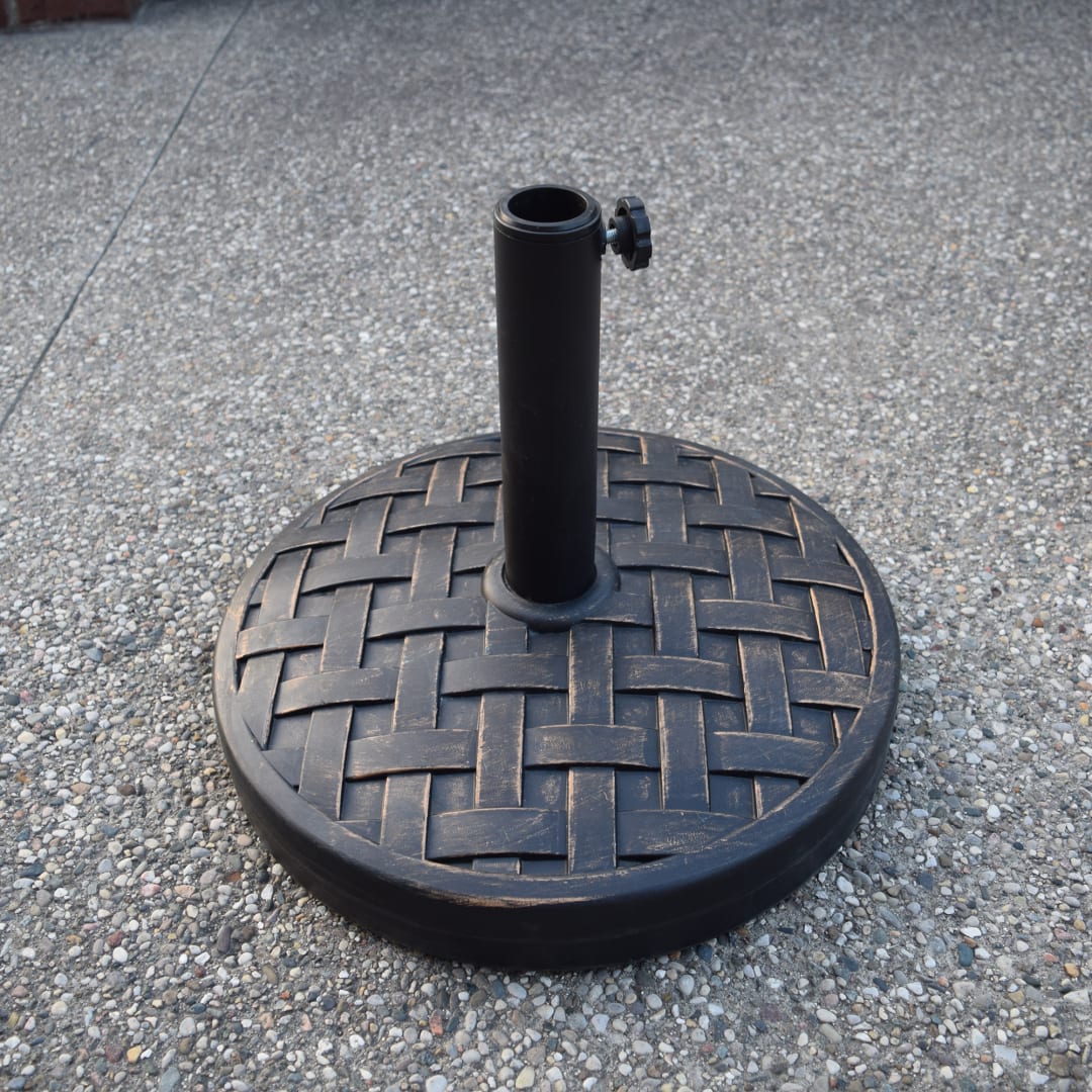 Antique Bronze 40 lb Round Plastic and Concrete Patio Umbrella Stand Base