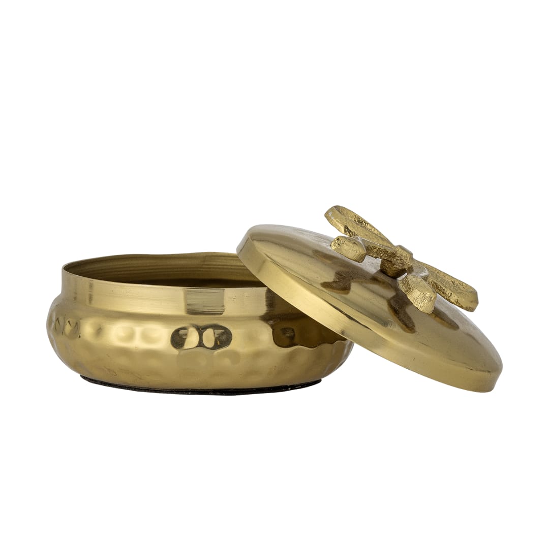 82072970 - Meera Jar w/Lid, Gold, Iron STOCK: 103