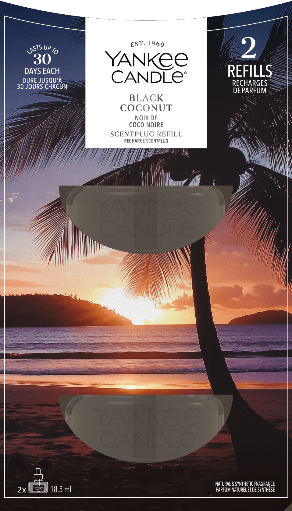 Yankee Candle Recambio para ambientador Scent Plug | Black Coconut | Para espacios pequeños y medianos | Fragancia de larga duración