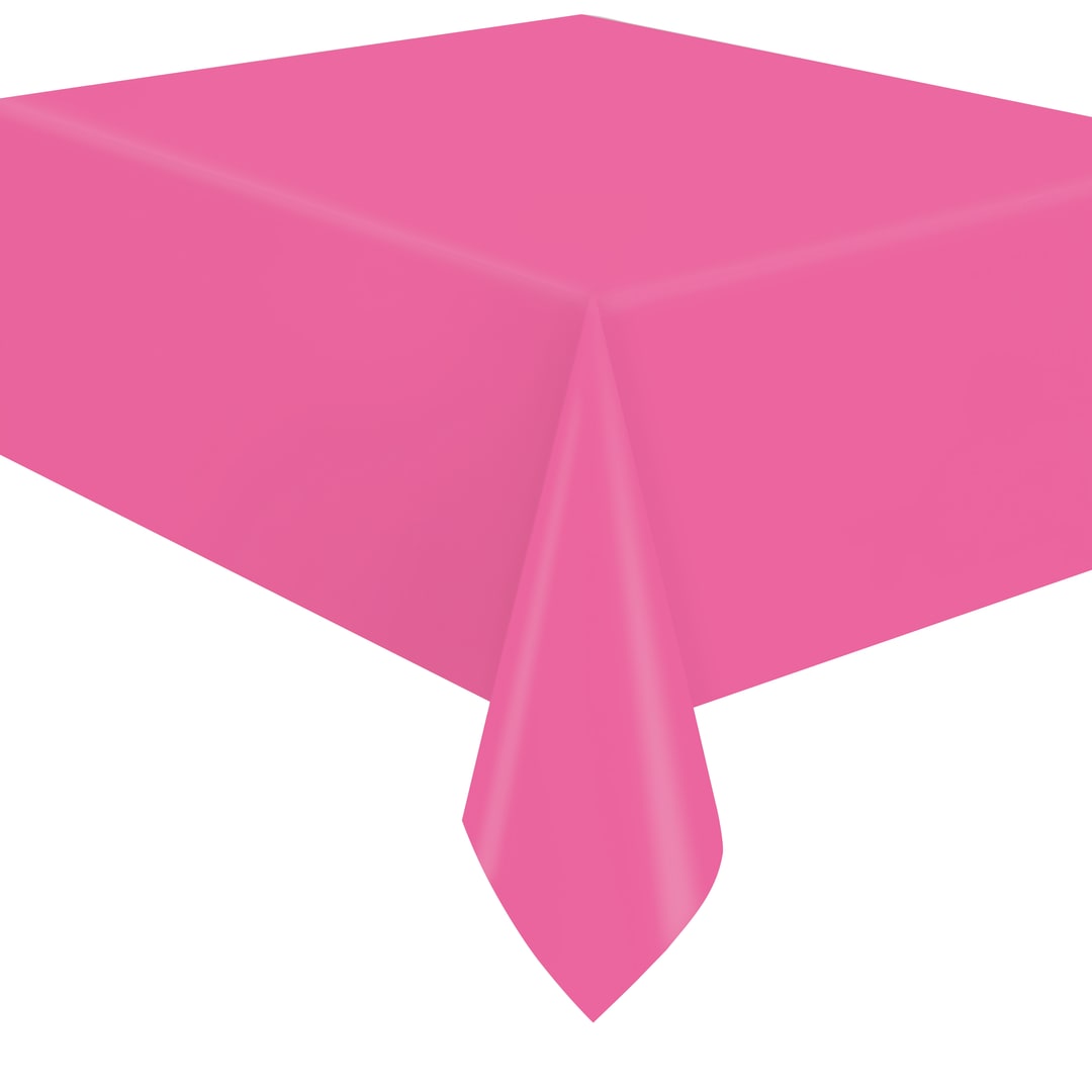 Hot Pink Solid Flannel-Backed Vinyl Table Cover, 54" x 108"