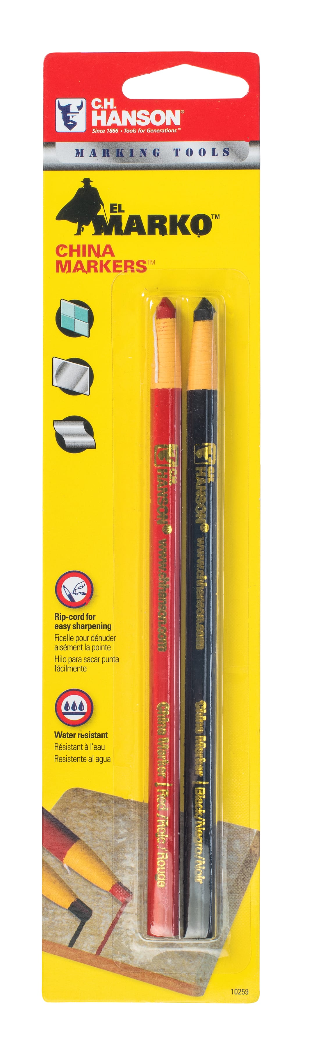 El Marko® China Marker-Black/Red 2Pcs. Carded