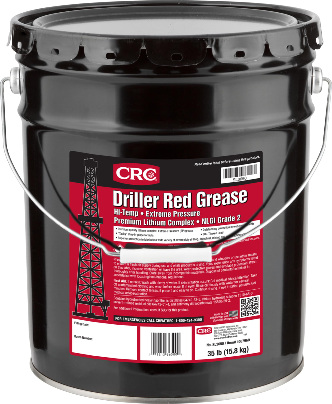 CRC Driller Red Grease EP Lithium Complex Grs 1X35LBS