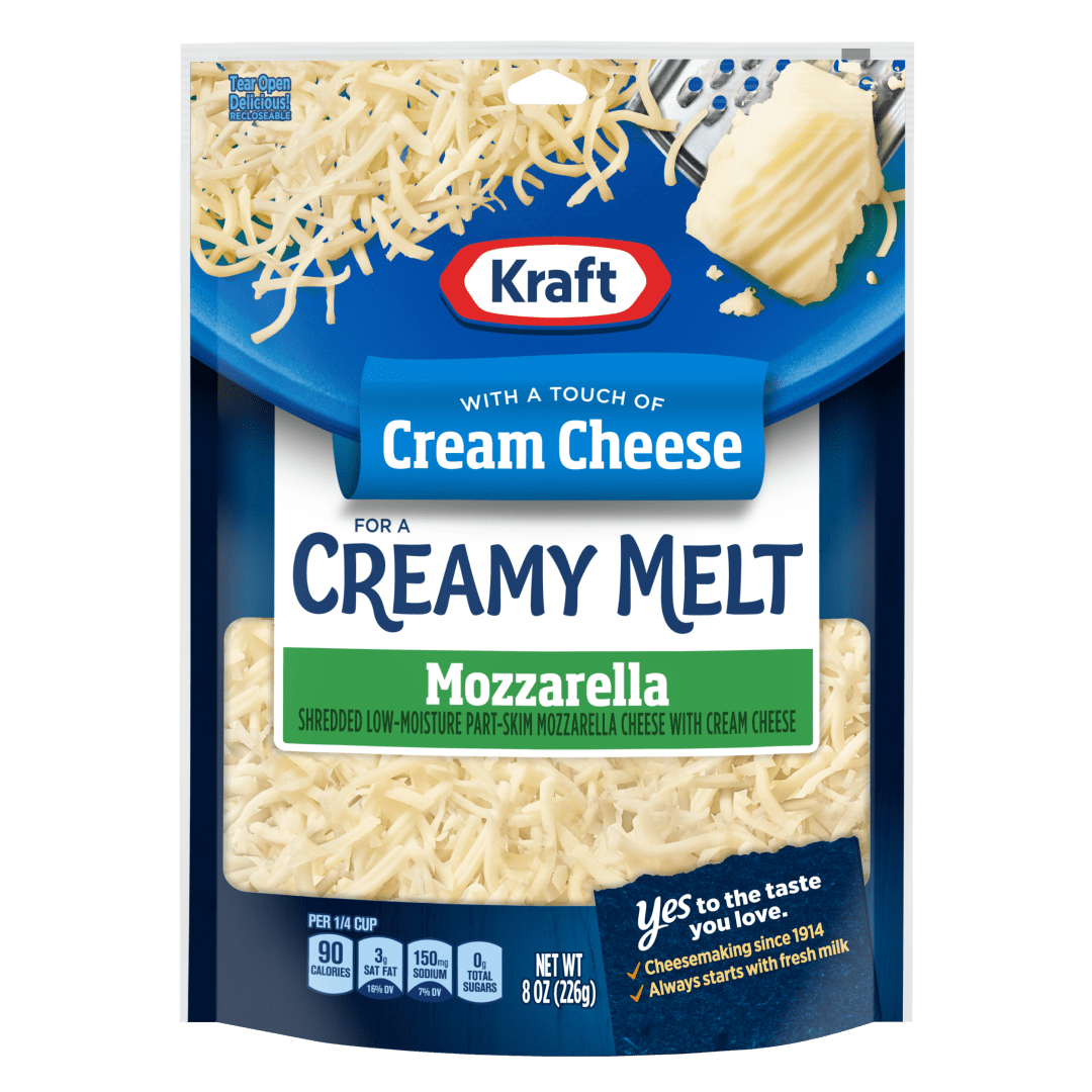 Kraft Natural Creamy Melt Mozzarella Shredded Cheese, 8 oz Bag