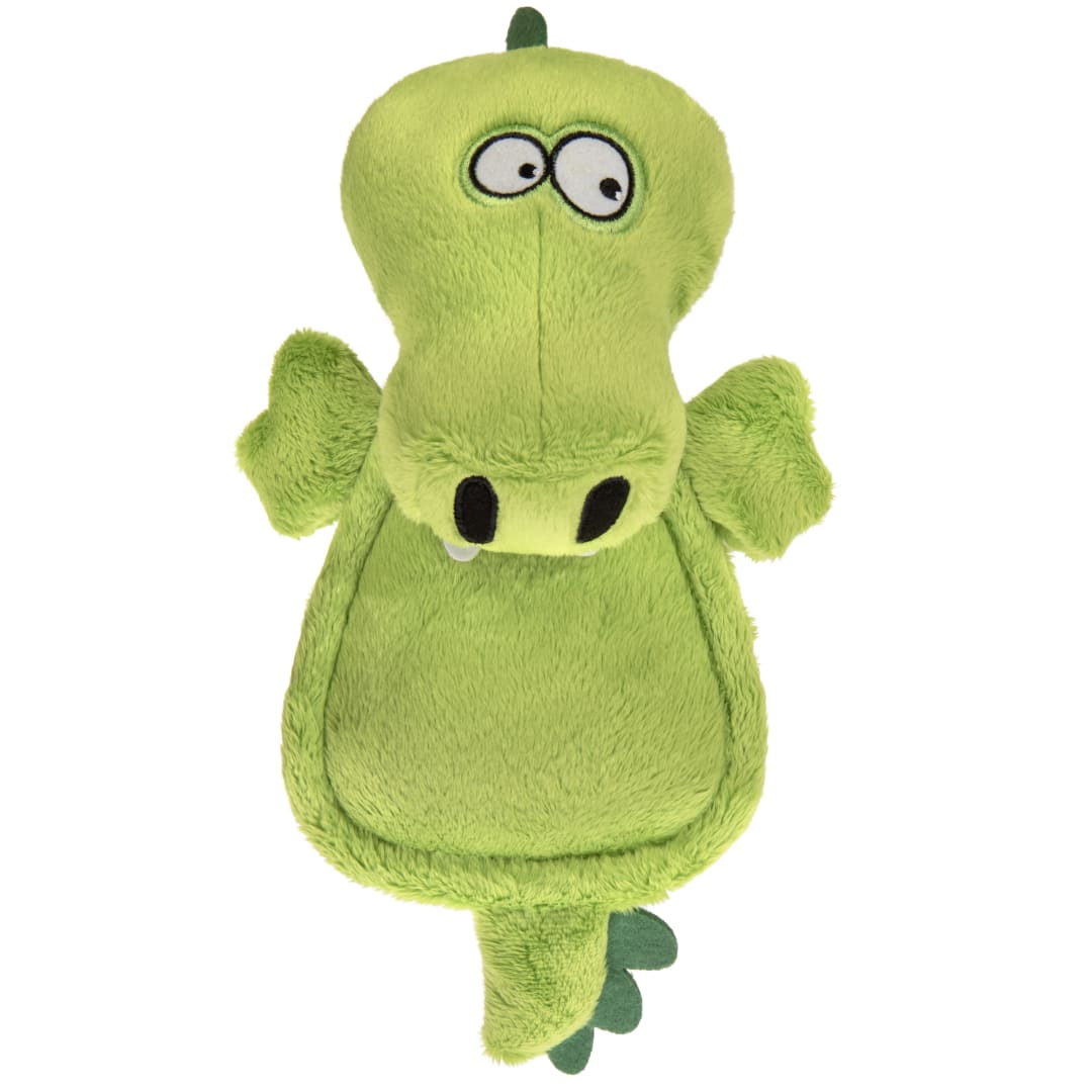 goDog Silent Squeak Flattie Gator Silent Squeak Plush Dog Toy with Chew Guard Technology, Durable Fabric for Active Play, Large