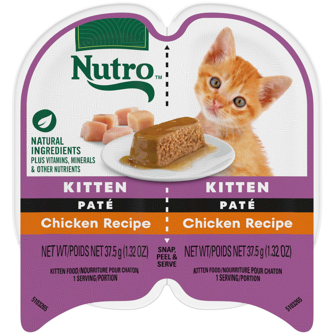 Nutro Perfect Portions Kitten Wet Cat Food Pate Chicken Recipe, 2.6 oz. Twin-Pack Trays, 24 Count