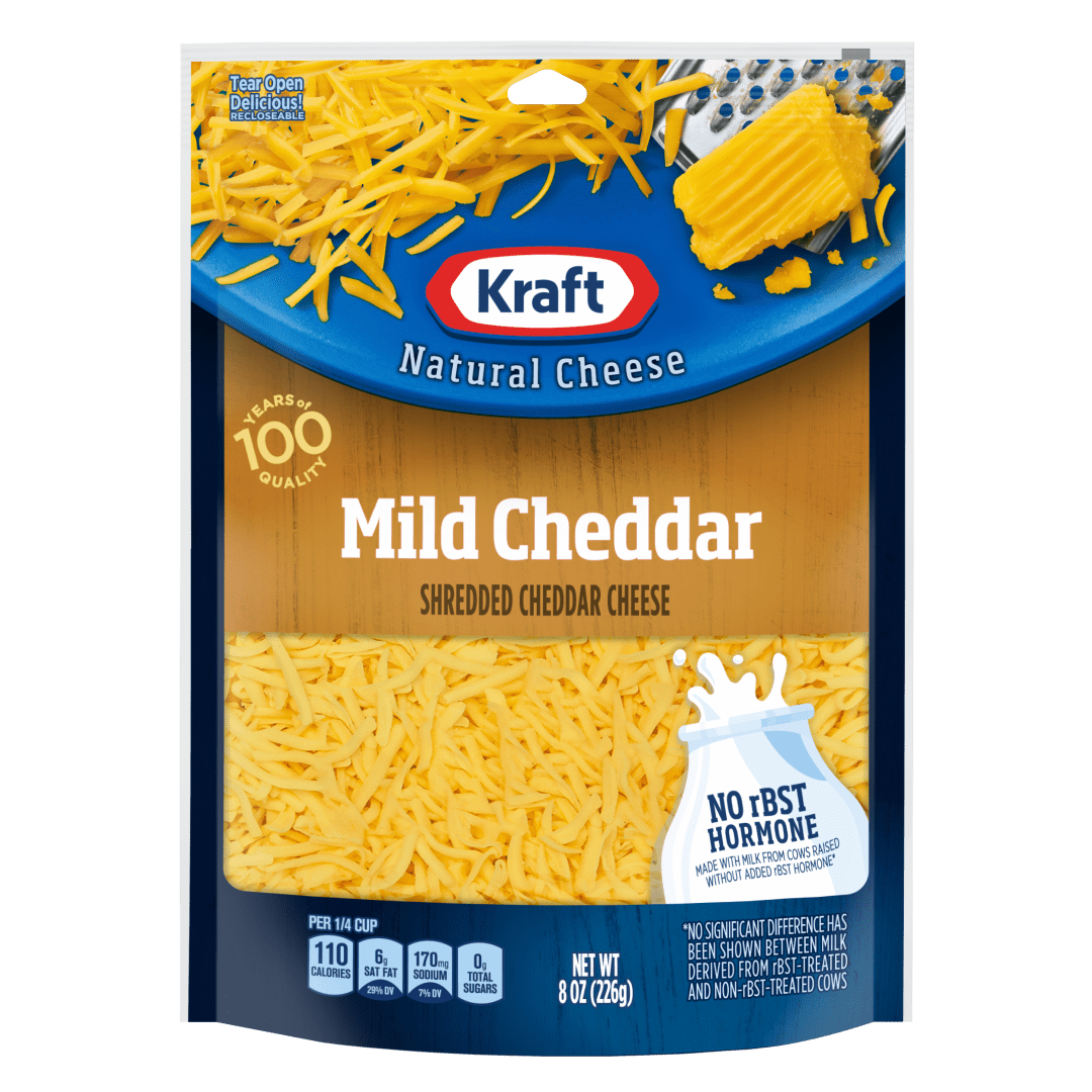 Kraft Natural Mild Cheddar Shredded Cheese, 8 oz Bag