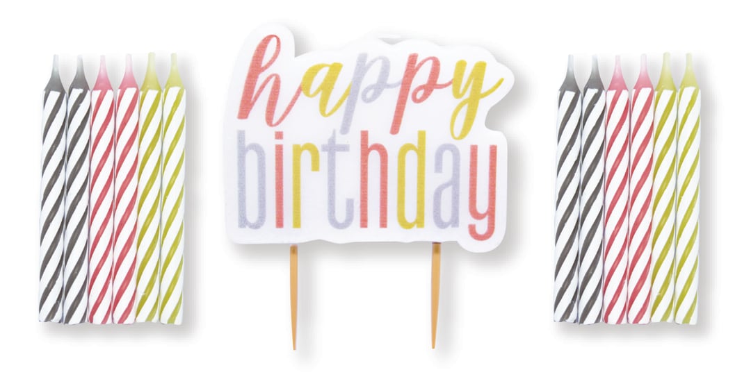 13 GLITZ Rose Gold Happy Birthday Pick Candle & Spiral Candle Set, 13pc