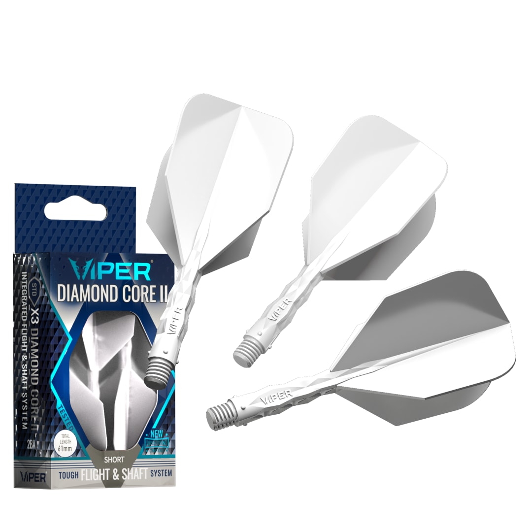 Viper Diamond Core II Integrated Dart Flight & Shaft System - Short Shaft, Standard Flight - White