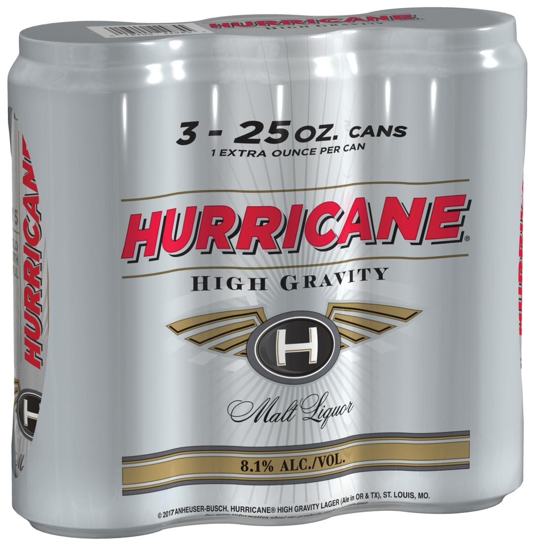 Hurricane High Gravity Malt Liquor, 3 Pack, 25 fl oz Cans, 8.1% ABV