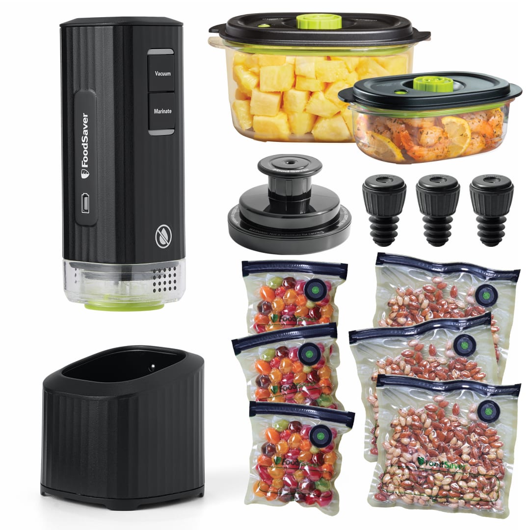 FoodSaver Mini Handheld Vacuum Sealer, Cordless Vacuum Sealer with Charging Dock, Black