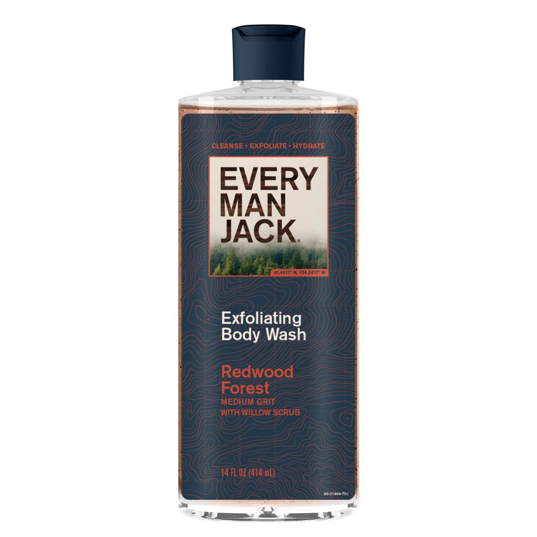 Every Man Jack Redwood Forest Hydrating Exfoliating Body Wash Scrub for Men, Naturally Derived, 14 oz