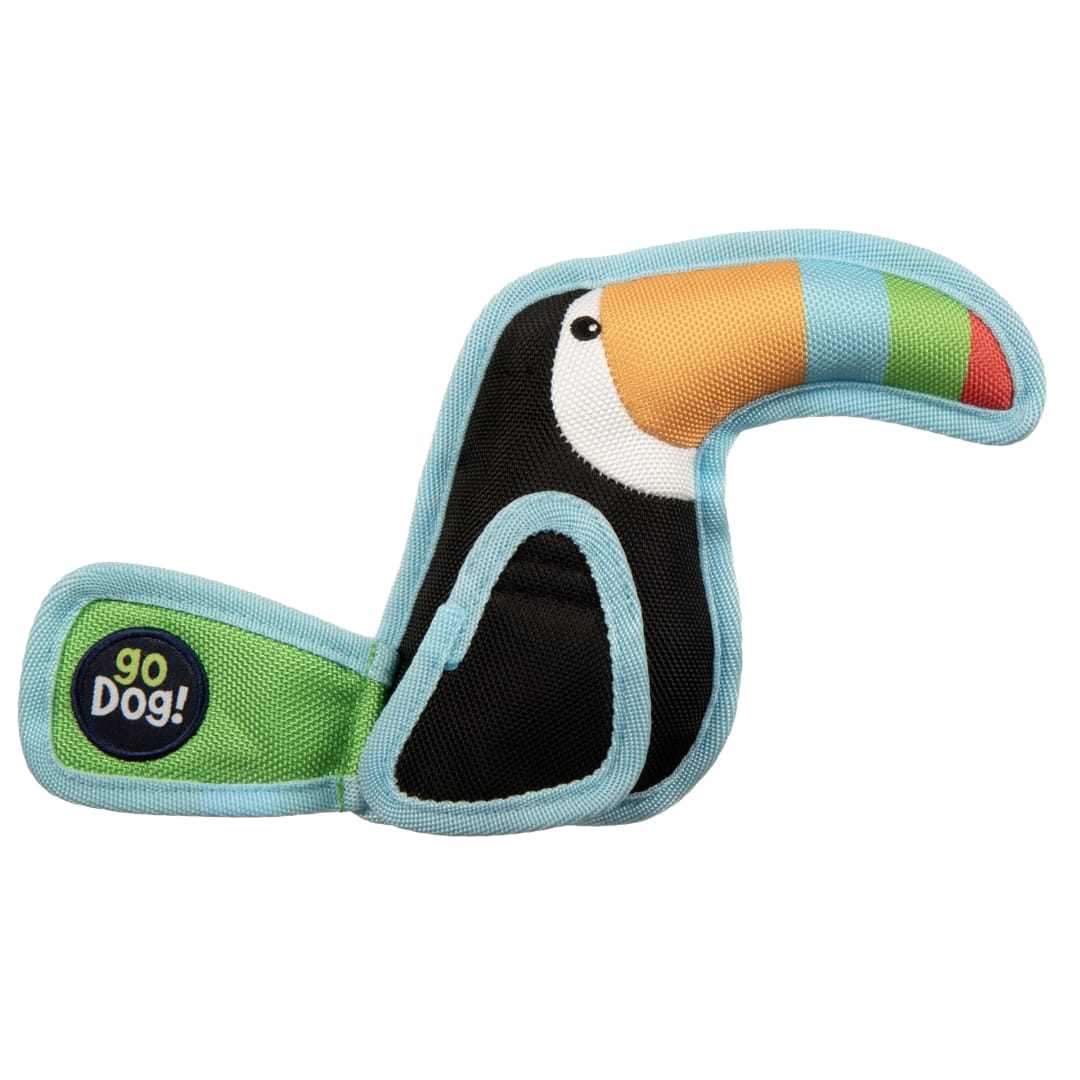 goDog Flap 'N Fun Tico Toucan Plush Dog Toy, Large