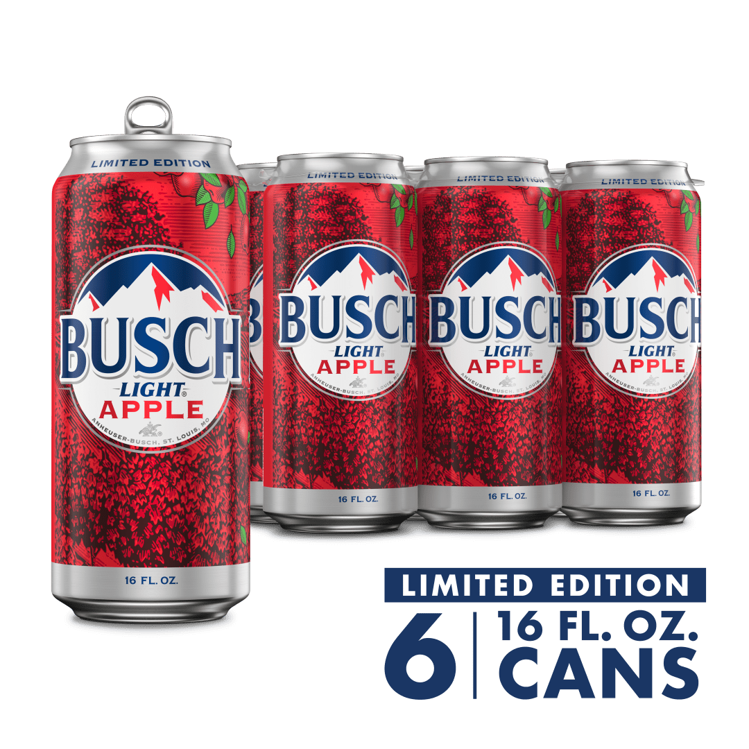 Busch Light Apple American Lager Beer 6 Pack, 16 fl oz Cans